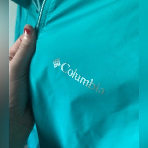 Columbia Windbreaker Jacket Womens SM Blue Lightweight Zip Up Hooded 100% Nylon - Picture 2 of 7